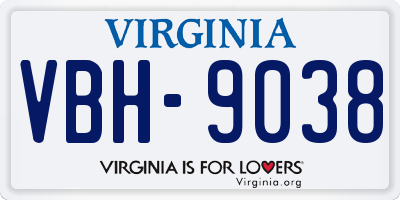 VA license plate VBH9038