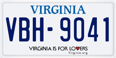 VA license plate VBH9041