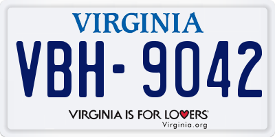 VA license plate VBH9042
