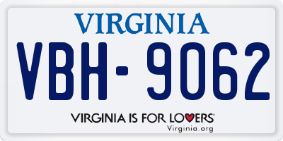 VA license plate VBH9062