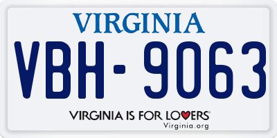 VA license plate VBH9063