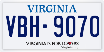 VA license plate VBH9070