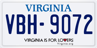 VA license plate VBH9072