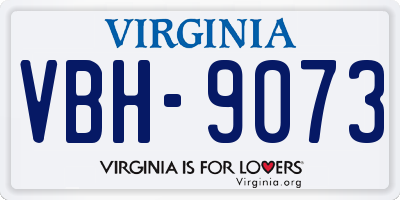 VA license plate VBH9073