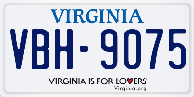 VA license plate VBH9075