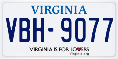 VA license plate VBH9077