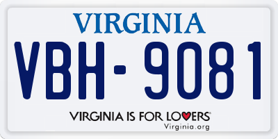 VA license plate VBH9081