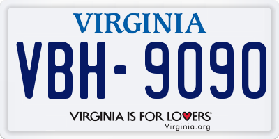 VA license plate VBH9090