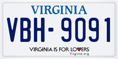 VA license plate VBH9091