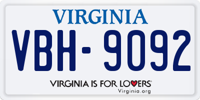 VA license plate VBH9092