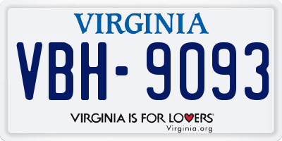 VA license plate VBH9093