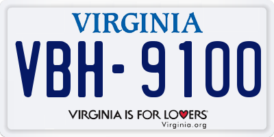 VA license plate VBH9100