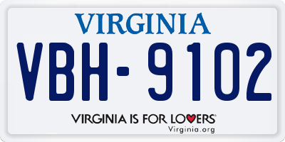 VA license plate VBH9102