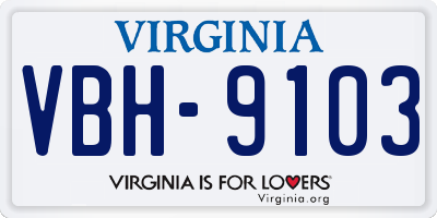VA license plate VBH9103