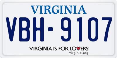 VA license plate VBH9107