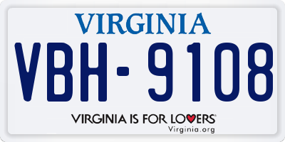 VA license plate VBH9108