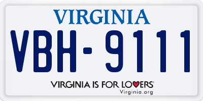 VA license plate VBH9111