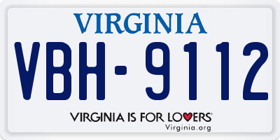 VA license plate VBH9112