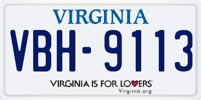 VA license plate VBH9113