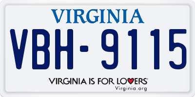 VA license plate VBH9115