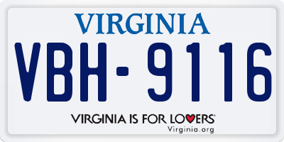 VA license plate VBH9116