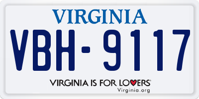 VA license plate VBH9117