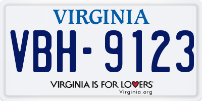 VA license plate VBH9123