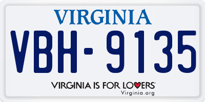 VA license plate VBH9135