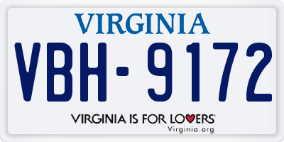 VA license plate VBH9172