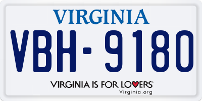 VA license plate VBH9180