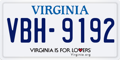 VA license plate VBH9192