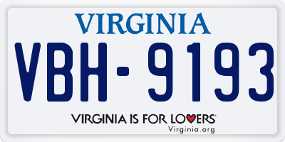 VA license plate VBH9193