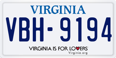 VA license plate VBH9194