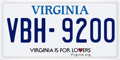 VA license plate VBH9200