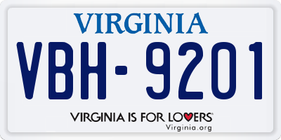VA license plate VBH9201