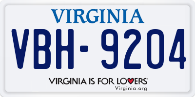 VA license plate VBH9204