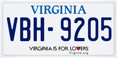 VA license plate VBH9205