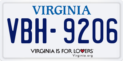 VA license plate VBH9206