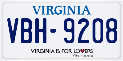 VA license plate VBH9208