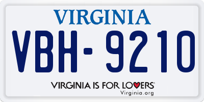 VA license plate VBH9210