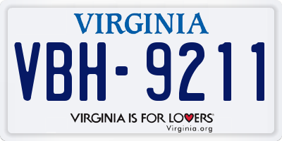 VA license plate VBH9211