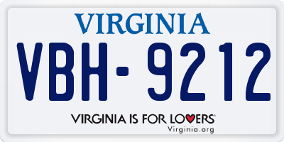 VA license plate VBH9212