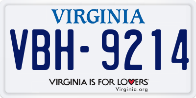 VA license plate VBH9214