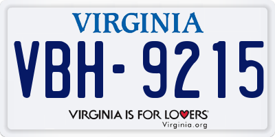 VA license plate VBH9215