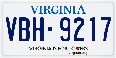 VA license plate VBH9217