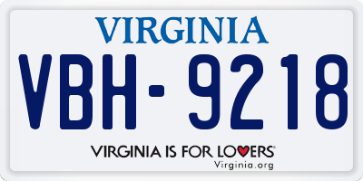 VA license plate VBH9218