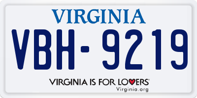 VA license plate VBH9219