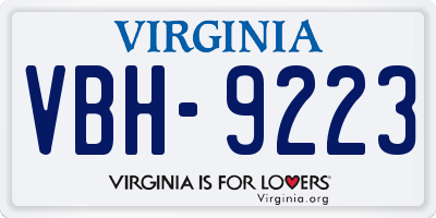 VA license plate VBH9223