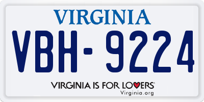VA license plate VBH9224