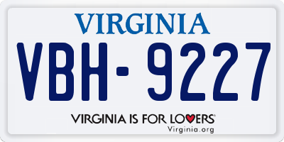 VA license plate VBH9227